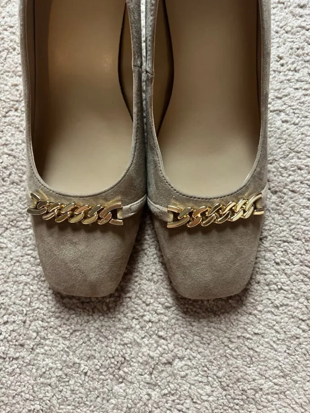 Ann Taylor Chain Suede Block Heel Pumps Womens 7.5